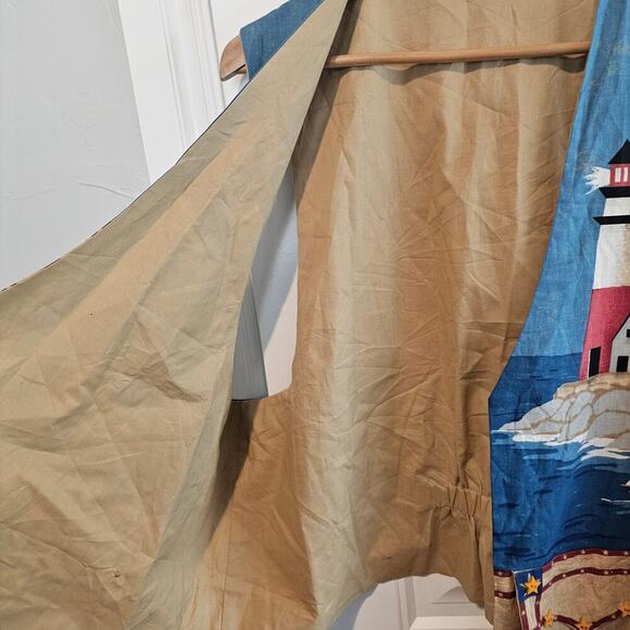 Vintage Handmade Sailing Vest Women 2X Blue Patchwork Cottage Lighthouse Ocean - Picture 6 of 9